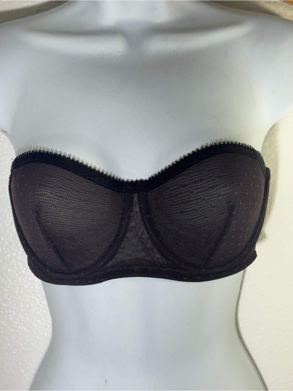 Strapless Black Mesh Balconette Bra